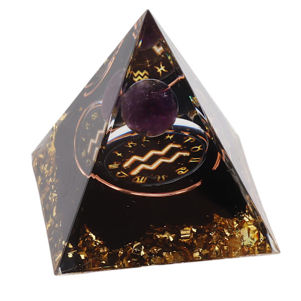 5 cm Orgonitpyramid för positiv energiläkning Kristallpyramidmeditation Orgonitpyramider Chakra Zodiac Energy Generator Vattumannen