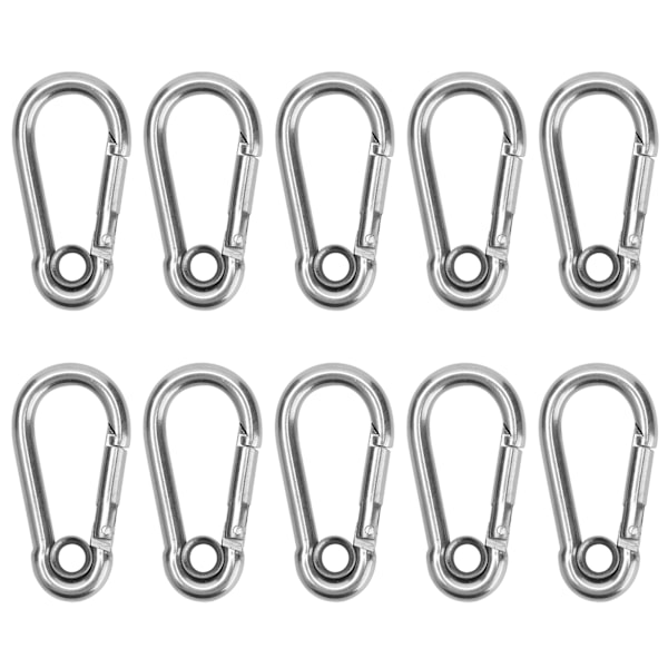 10st Snap Krok Rostfritt stål Säkerhetsrep Fjäder Karbinhake Hängande spänne TillbehörM5(5mm)