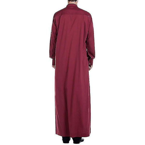 Muslimi miesten pitkä viininpunainen thobe-takki iltapuku 3XL