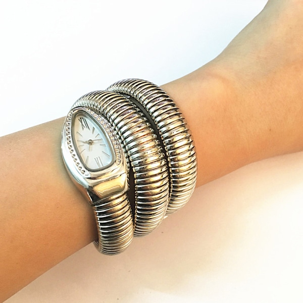 Dameklokke Mode Snake Shape Armbåndsur for Casual Work Office