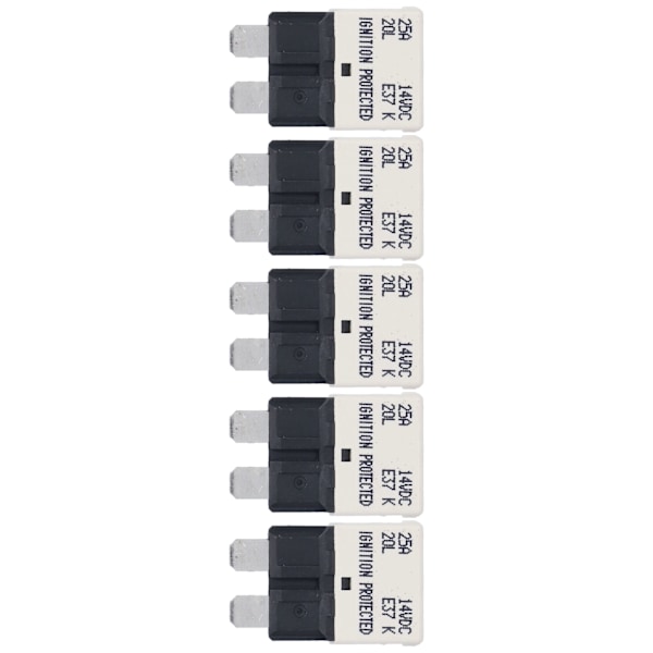 E37 Auto T1 Reset Sikringsautomat UL Grade 94V0 Termoplastisk ATC ATO Sikringsautomater 25A 5 Pak