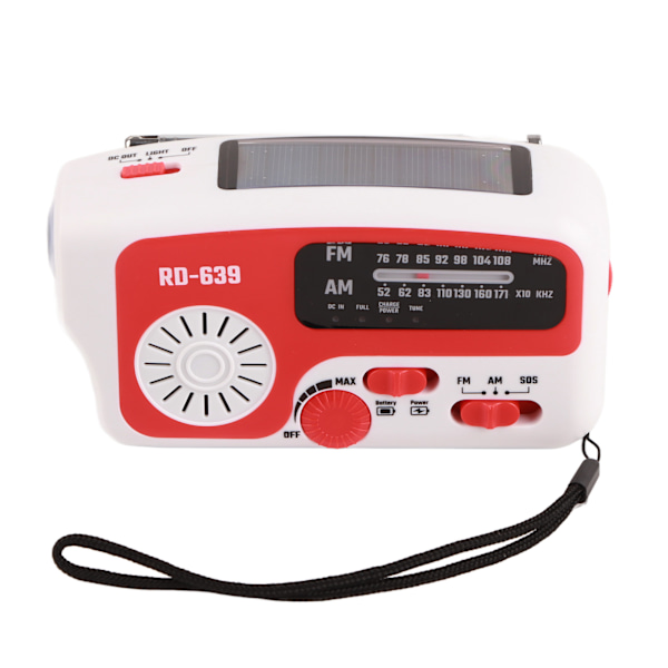 RD639 Solcelle Radio Nød Lader for Mobiltelefon Håndsveiv AM FM Radio med LED Lommelykt