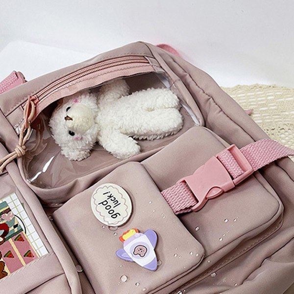 Kawaii Ryggsäck Stor Kapacitet Söt Björn Tillbehör Ryggsäck för skolan Multi Pocket Japansk skolväska för tonårsflickor