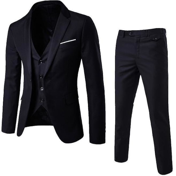 Kostym för män Business Casual 3-delad kostym blazer byxor Väst 7 färger