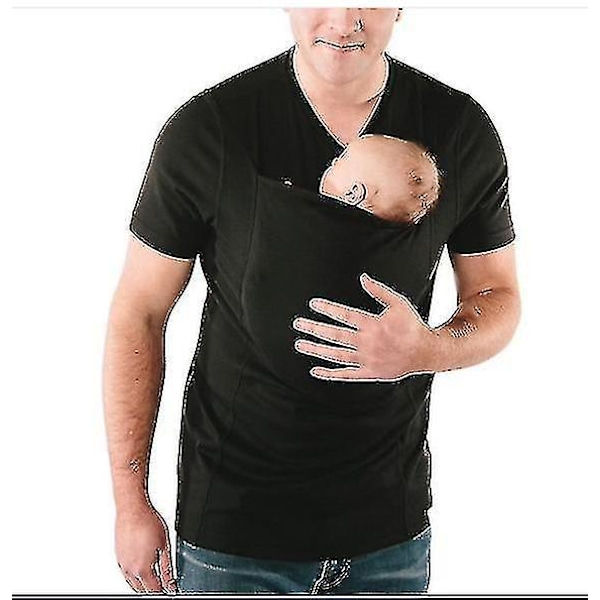 Känguru Baby Carrier Väst T-shirt för Mamma och Pappa - Svart, XXL