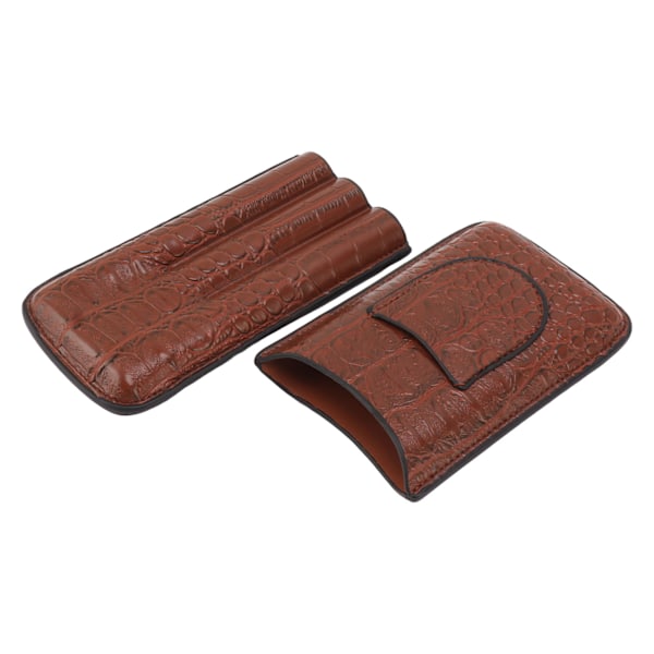 Cigarrfodral med 3 fingrar konstläder Mjukt Anti-blekning Andningsbar resecigarrhumidor med ficka