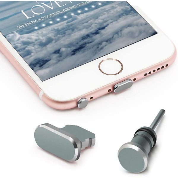 Anti-damm plugg kompatibel med Apple Iphone 5/5s/se/6/6s Plus, ipad Grey