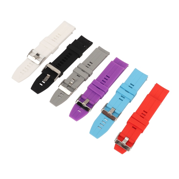6 st smarta klockarmband för män och kvinnor i silikon 22 mm snabbkoppling klockarmband för GT2 GT3 svart vit grå röd lila blå