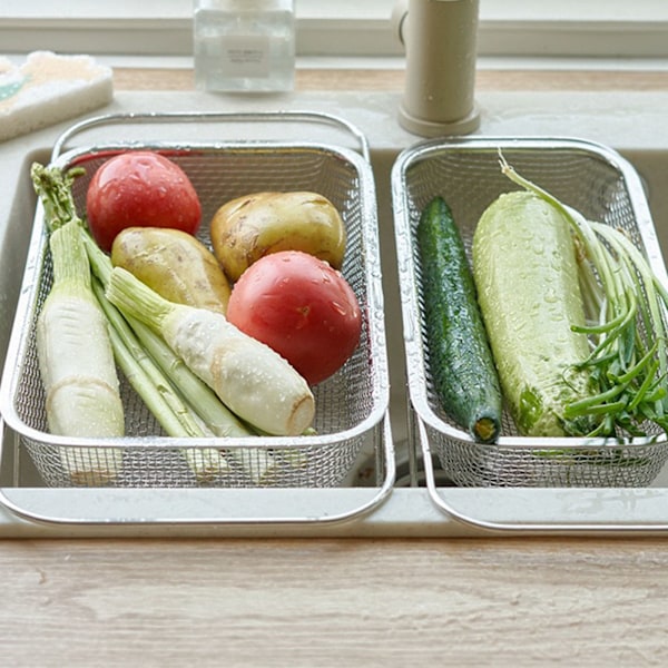 Indbygget drænstativ i rustfrit stål Udvidbart håndvask Tørrestativ til køkkenvask M 29,5x21,5 cm