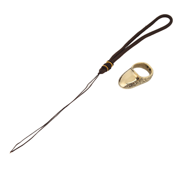 Bueskydning Tommelring Håndlavet Gravering Mønster Messing Fingerskydd Tommelbeskytter Ring med Anti-Lost Reb til Udendørs Bueskydning Jagt 22mm