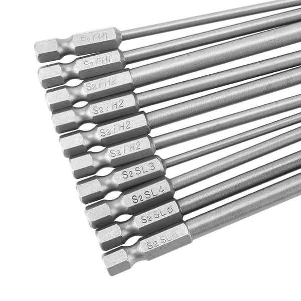 10 stk. S2 Stål Krydshoved PH1 PH2 Skruetrækkerbitsæt 1/4 tomme Hex Skaft 100 mm