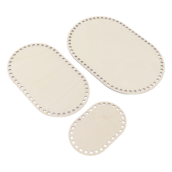 3 st träkorg botten oval tom solid virkad korg träbas för DIY-korgvävstillbehör Hantverkstillverkning