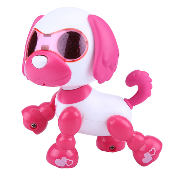Robot Hund Kjæledyr Leke Smart Barn Interaktivt Gående Lyd Valp LED Pedagogisk Gave (Rosa-Rød)