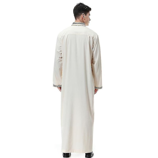 Islamisk herr lång kappa Dubai Thobe Kaftan kläder - Beige