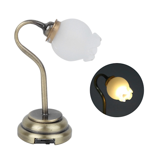 1:12 Dukkehuss Miniatyr Blomformet Bordlampe LED-bordlampe Møbelmodel Legetøj Blomformet Lampskærm