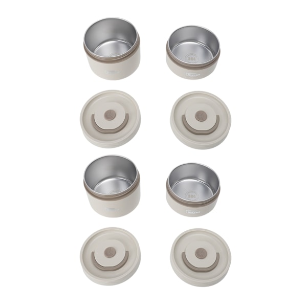 Isoleret madkasse 304 rustfrit stål forseglet multifunktionel bærbar rund termisk Bento-boks med varmepose Beige 4 stk