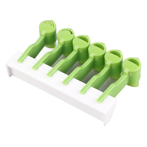 Krydderipose Clip Stativ Drejelig Væghængt Krydderipose Clip Holder med Dispenser Lukning til Køkken 6 Huller Pure Green One Size