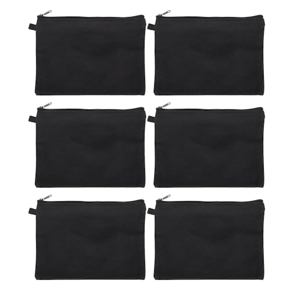 10 st Canvas Kosmetikväska med Svart Snodd Bärbar Mångsidig Tom DIY Hantverksväska för Rese Sminkväska Svart
