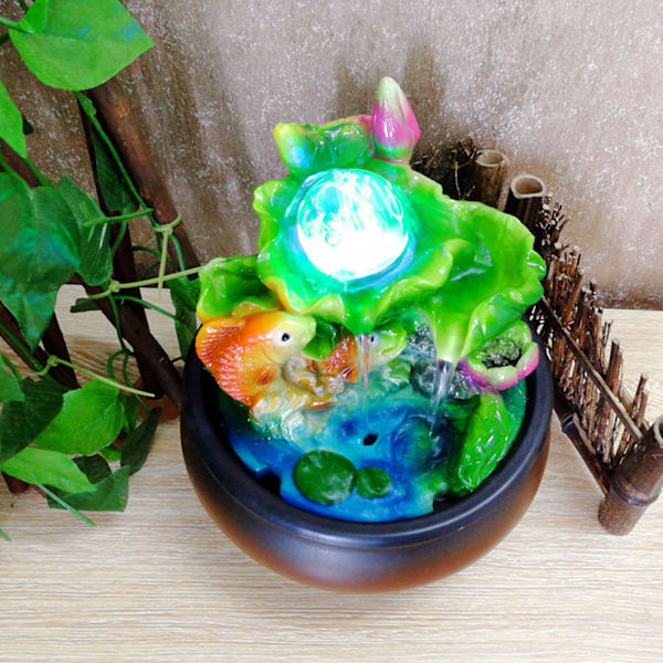 Mini Pöytäsuihkulähde Feng Shui Onnen Kala Koti Työpöydän Koriste (EU-pistoke 220-240V)