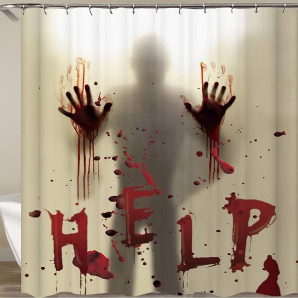 Halloween Skräck Blodiga Handavtryck - 180 x 180 cm Halloweendusch