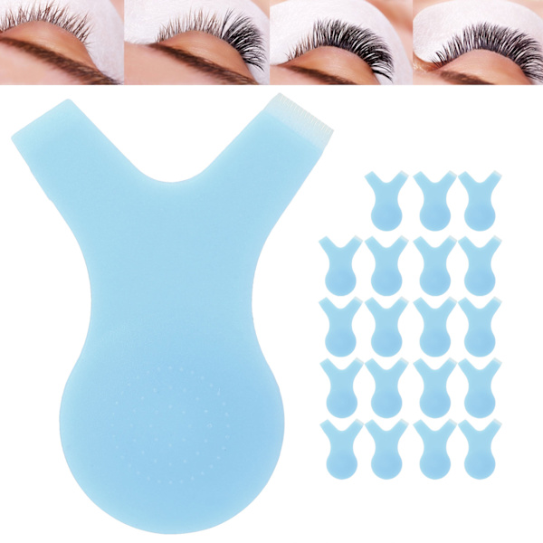 20 stk Øjenvippe Løftebørste Y-form Øjenvippetransplantationskam Curler Anti-Slip Lash Perming Tool (blå)