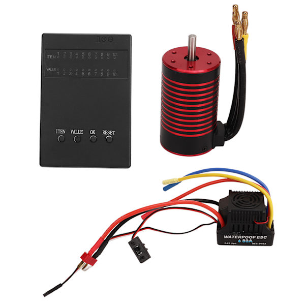 80A borstlös ESC elektrisk hastighetskontroll högt vridmoment 3660 motor lågspänning avstängningsskydd för 1/8 RC bil 4200KV