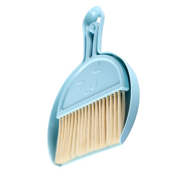 Mini Broom Dustpan Set Smile Face Plastic Handheld Efficient Cleaning Portable Small Brush Dustpan for Desktop Office Blue