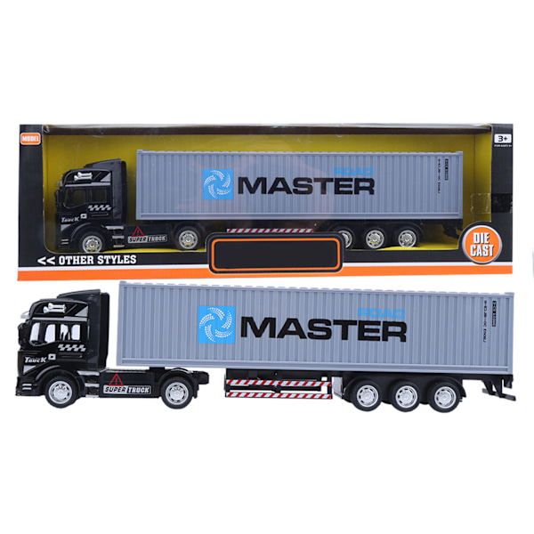 1: 48 Alloy Container Truck Modell Leksak Högsimulering Barnbil Leksaker Fordon Grå Container Truck Model