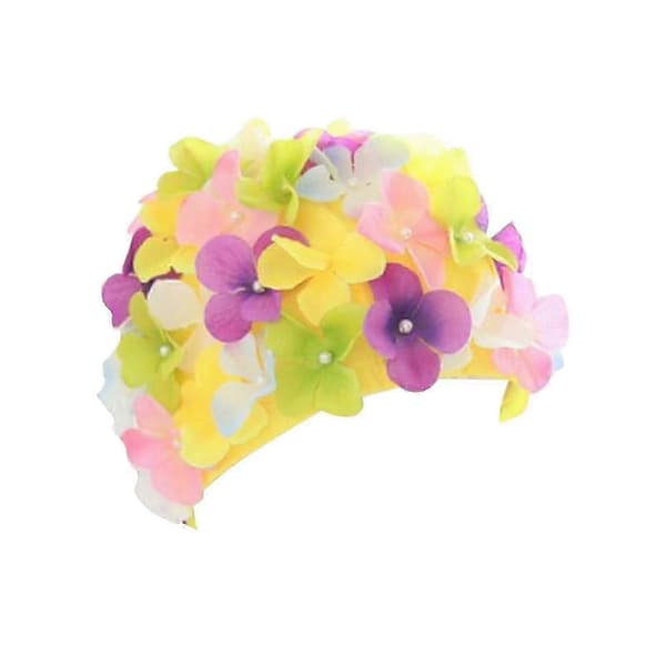 Trendy badehætte med lyserøde blomster, til alle svømmeniveauer, julegave Floral