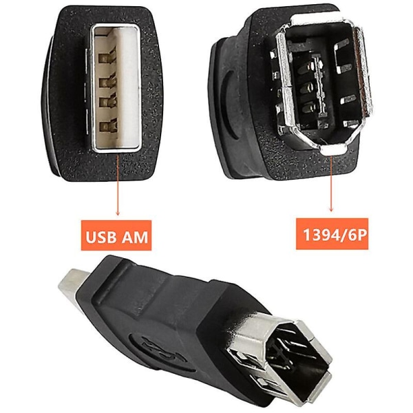 Två Eightnice Firewire Ieee 1394 6-stifts hona till USB hane-adaptrar