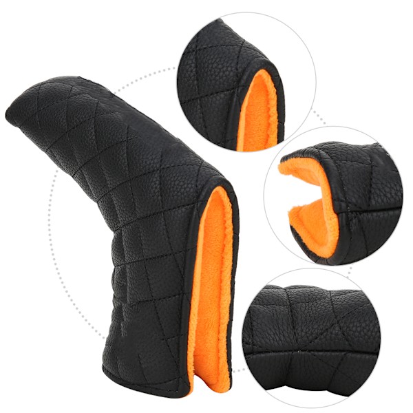 Magnetisk Golf Putter Cover Hoveddækning Vandafvisende PU L-formet Golfkølle Hoveddækning Tilbehør (Sort)