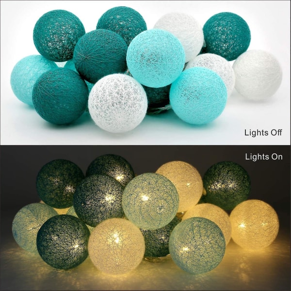 Bärbar LED-ljusgirland för interiör 3,1 M 20 Vita bomullsbollar Dekoration