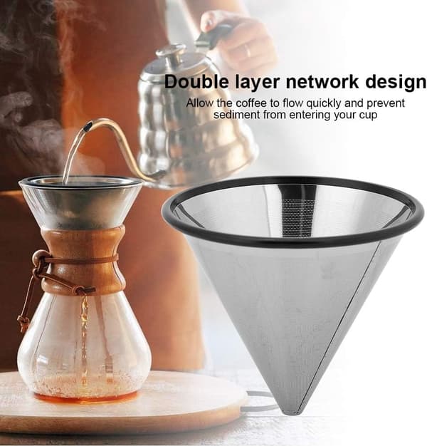Kaffefilter, YJ‑99A3 Kaffefilter i rustfritt stål, te- og kaffedryppfilter, kaffenettfilter