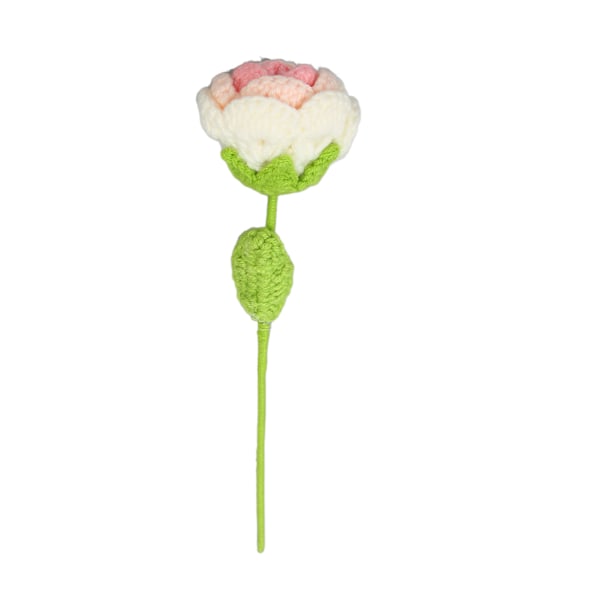 Handvävd Blomma Rosa Ros Stil Färgäkta Luktfri Söt Romantisk Virkad Blomma för Fest Högtid Årsdag