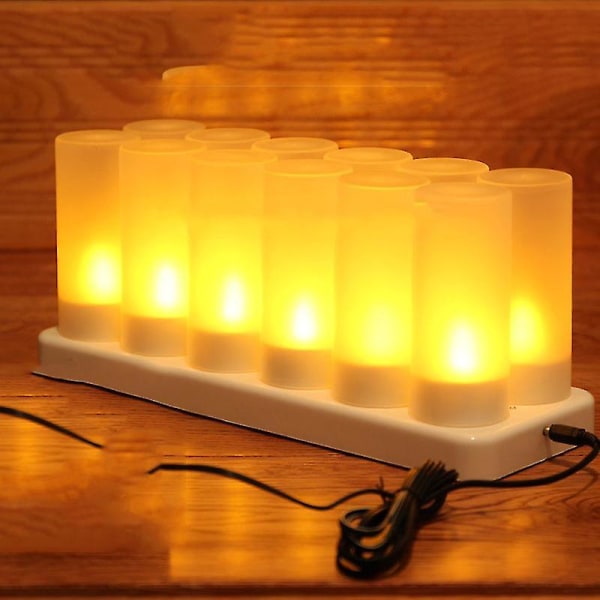 Valot Realistiset kirkkaat akkukäyttöiset välkkyvät väärennetyt kynttilät Sytytä 12 kpl set (amerikkalainen 110v) White