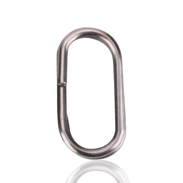 100 stk rustfritt stål ovale splittringer Svingbar Snap fiskeutstyrkontakt (10x19mm)