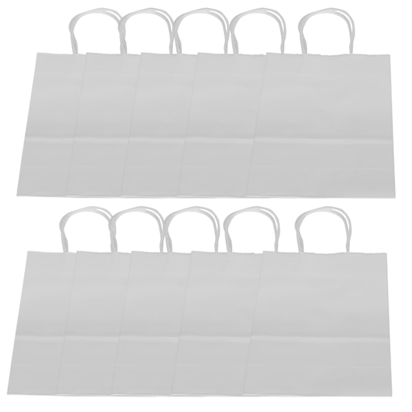 10 stk Bærbare Kraftpapirposer Emballage Gavepose Tilbehør til Shopping Fødselsdagsfester 15 x 8 x 21 cm Hvid