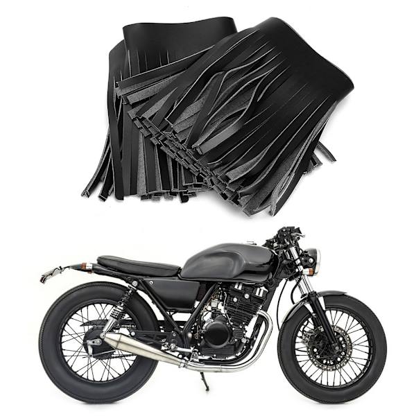 2st motorcykel retro fotpedal sadelväska Craft konstläderfransar (svart)
