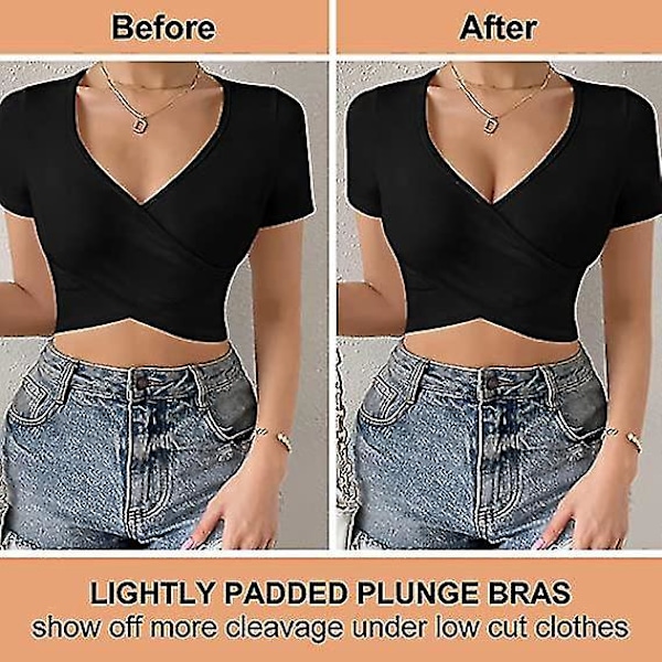 Syvä U-plunge Push Up -rintaliivit Selkeällä Selkähihnalla - Musta 70A