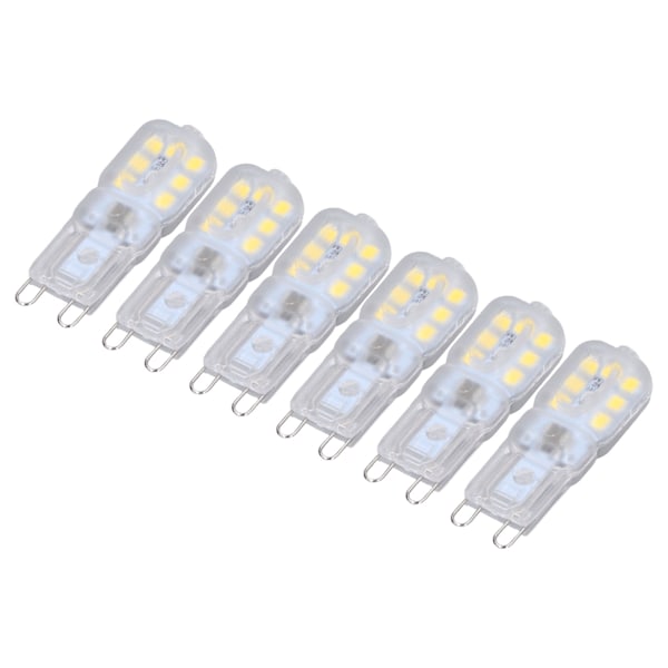 G9 Glødepære Dimbar Øyevennlig Strømsparende 14 LED 3W Glødepære for Lysekrone Bordlampe 6 stk Hvit Lys 220V
