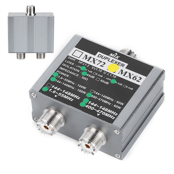 MX62 VHF/UHF Duplexer 144-148MHz 400-470MHz Inomhusantennkombinator för olika frekvenser