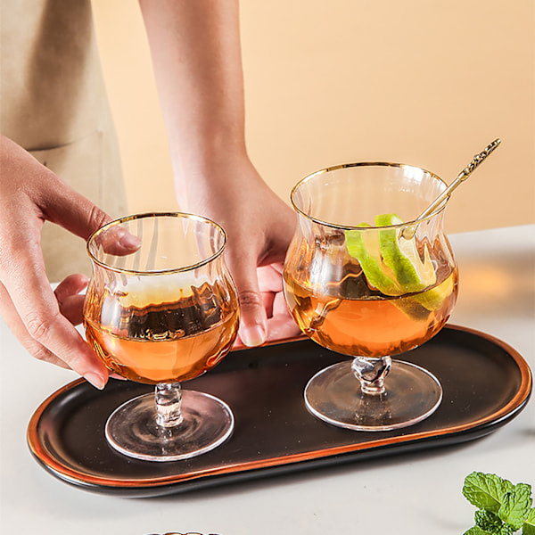 Retro drikkeglasskopp Varmebestandig Elegant dessertkopp for is 300 ml Kapasitet Gullfarget