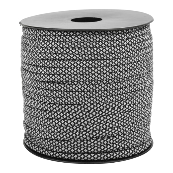 50M 4MM Tyk 7-Core Paracord Redningsbinding Teltsnøre Campingreb til Udendørs ArmbåndsvævningSølv Sort