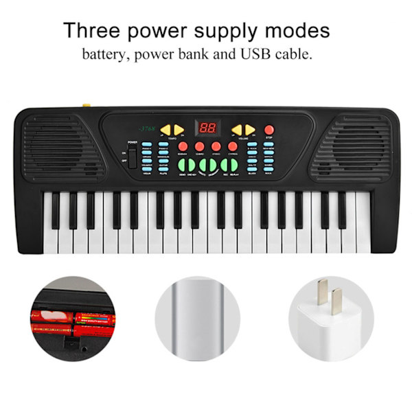 37-tangenter USB elektrisk pianotangentbord Digital instrumentleksak för barn med mikrofon