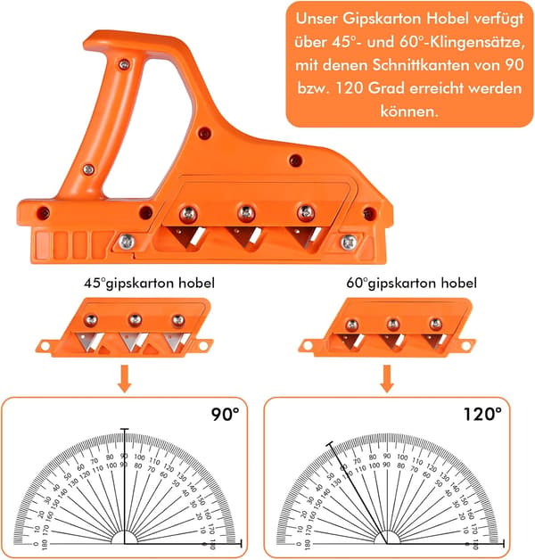Høvel med 45° og 60° blad, kraftig gipsfreser, multifunksjonell manuell gipsmontering med 10 reserveblader