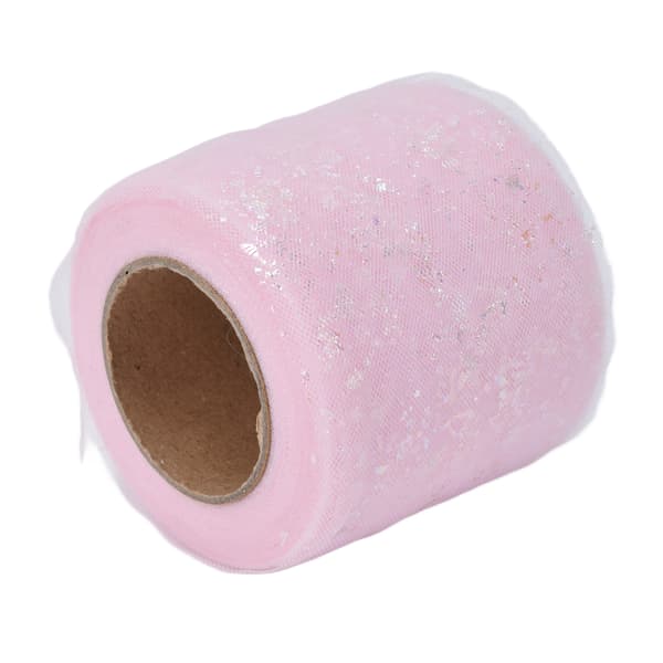 Tyullstoff 25 Yards 6 cm Polyestermaterial Lett Bærbar Tyullruller for Klesdekorasjon Lys Rosa