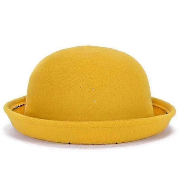 Foreldre-barn bowlerhatter i ull, fedorahatter Dome yellow 57cm