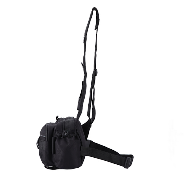 Fiskeredskapsväska Nylon 600D Fiskeredskap Sling Pack med midjebälte för utomhuscykling Svart