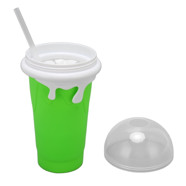Fryst Smoothies Kopp Återanvändbar Explosionssäker Mjuk Silikon Fryst Squeeze Kopp Smoothies Maker Kopp med Dubbelanvändnings Sugrör för DIY Grön