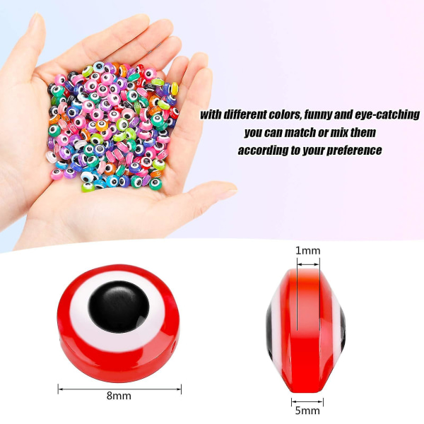 450 stk. Evil Eye Beads Present Håndlavede Resin Beads Charms Runde Perler Til gør-det-selv